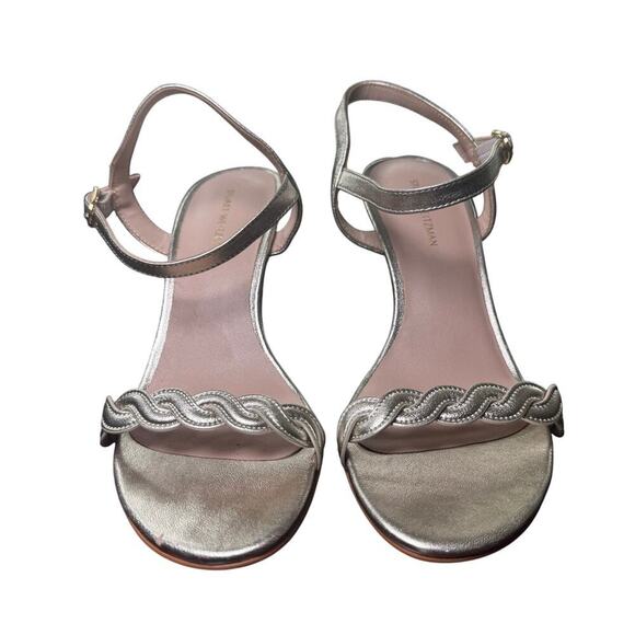 NEW STUART WEITZMAN Dancer Twistie 75 Leather Stiletto Sandal Gold Womens Sz 6.5 - Picture 1 of 11